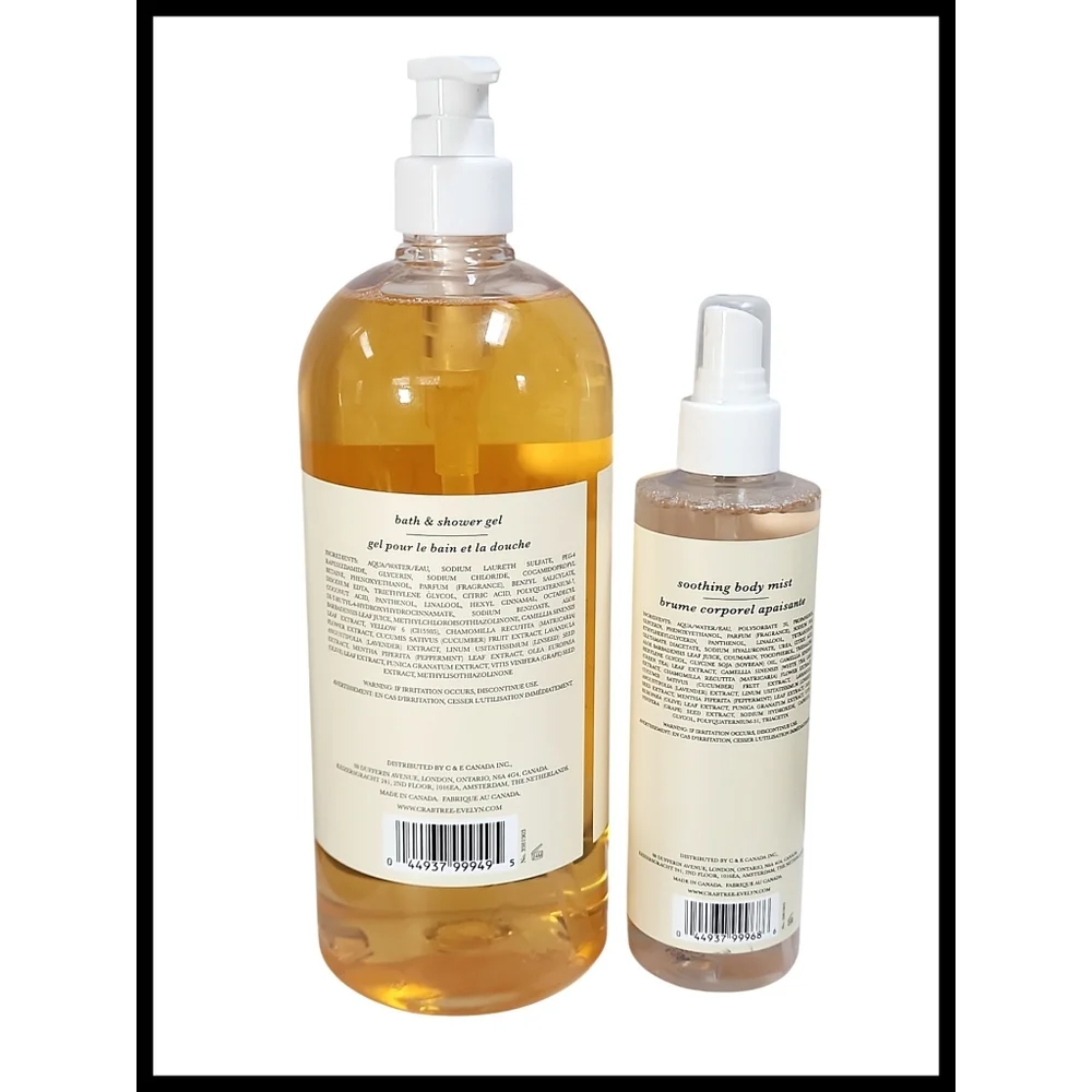 NEW Crabtree & Evelyn Summer Hill Large 33.8oz Gel 8.1oz Soothing Body Mist NEW